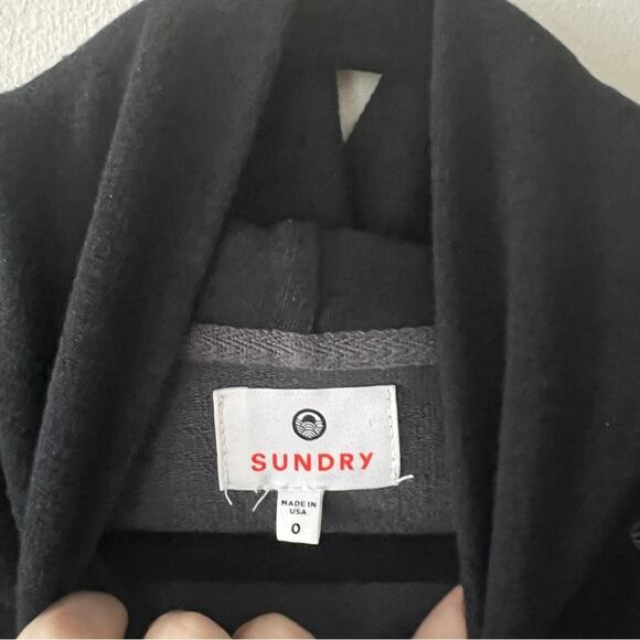 Sundry Black Striped Hooded Sweatshirt - Picture 4 of 6